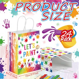 Kolldenn 24 Pcs Art Party Favors Bags Paint Gift Goodie Paper Bags with Handles Splatter Art Candy Pouch‌ Artist Treat Pouch‌ for Painting Splatter Birthday Party Decorations Supplies