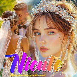 Nicute Sparkly Jewelry Set Bride Necklace Earrings Set Prom Wedding Costume Necklaces for Women (Silver)