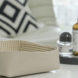 OLETHA Aesthetic Collectable Tray, Versatile Organiser, Decorative Bowl, Rattan Textured, Beige