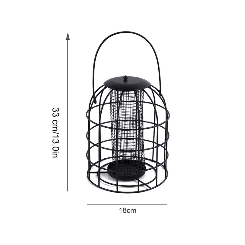 Iron Cage Bird Feeder Metal Bird Food Dispenser Hanging Feeding