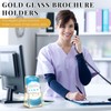 Fuyoooo 2 Pcs Gold Glass Brochure Holder Stand 4 Inch