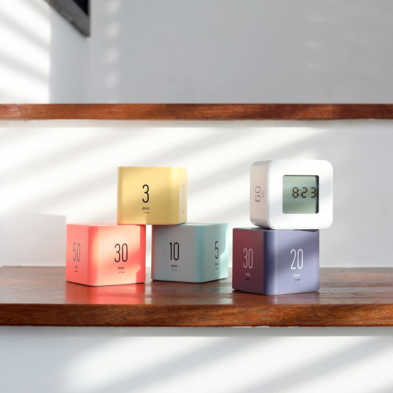 mooas Multi-Cube Timer/Rotate Timer, Simple Operation, Clock & Alarm (Violet)
