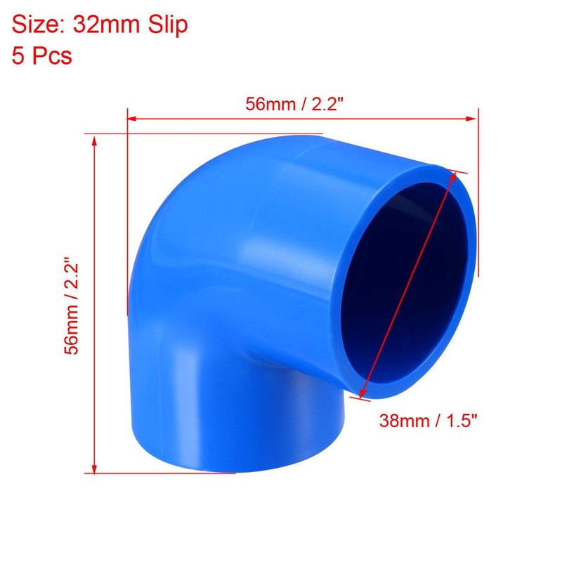 sourcing map 32mm Slip 90 Degree PVC Pipe Fitting Elbow
