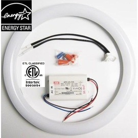 AMATRON ETL Listed 12" T9 LED Circline 18W Cool White 4100K Frosted Lens with Non-Dimmable External Power Driver to Replace 12 inch 32W Fluorescent Circline Bulb