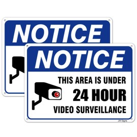 2-Pack 24 Hour Video Surveillance Sign 7x10Inch Security Camera Sign Warning for Home or Business CCTV Monitoring System Rust Free .040 Aluminum-UV Printed with Professional Graphics-Easy to Mount Ind