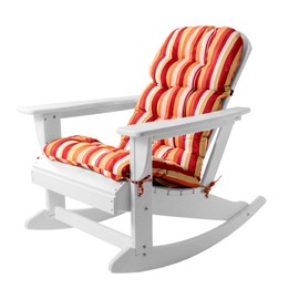 Sundale Outdoor Adirondack Rocking Chair with Cushion, HDPE Patio Plastic All Weather Adirondack Rocker, Water Resistant for Outside, Garden, Pool, Yard, White