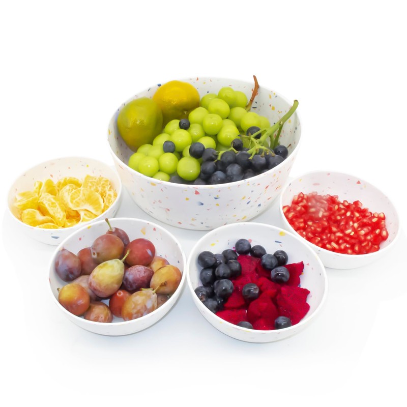 ECOWAY Melamine Salad Bowl, Bamboo Fiber Salad Bowl Large with