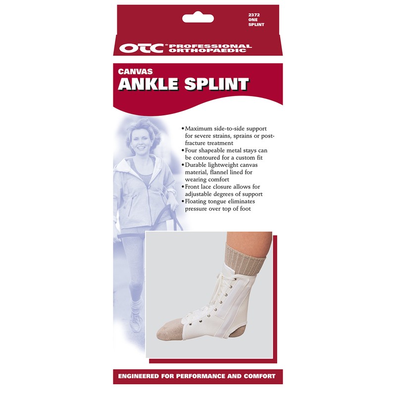 OTC Ankle Splint, Canvas Lace-Up, Rigid Metal Stays