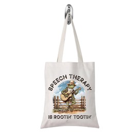 TSOTMO Western Frog Funny SLP Gift Speech Therapy Tote Bag Speech Language Pathologist Shopping Bag SLP Graduation Gift (Speech IS R tote)