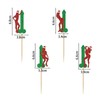24Pcs Christmas Cupcake Toppers Red-green Glitter Pole Dancing Girl Cupcake