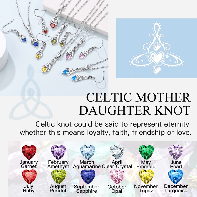 Hypoallergenic Earrings Celtic Knot, Amethyst Dangling Earrings, February Birthstone Earrings,