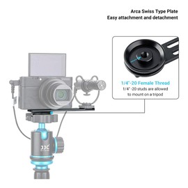 JJC Metal Cold Shoe Extension Bracket Bar with Vlog Microphone LED Mount, Arca Swiss Type Plate Design and 1/4"-20 Thread for Sony A6100 A6600 A6400 RX100 VII VI V IV and Other Compact Cameras