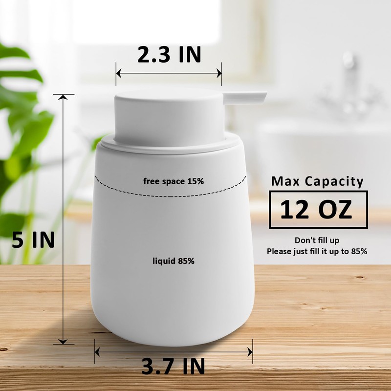 TOOZFO Soap Dispenser Ceramic with Easy-to-Press Pump Hand Lotion Liquid