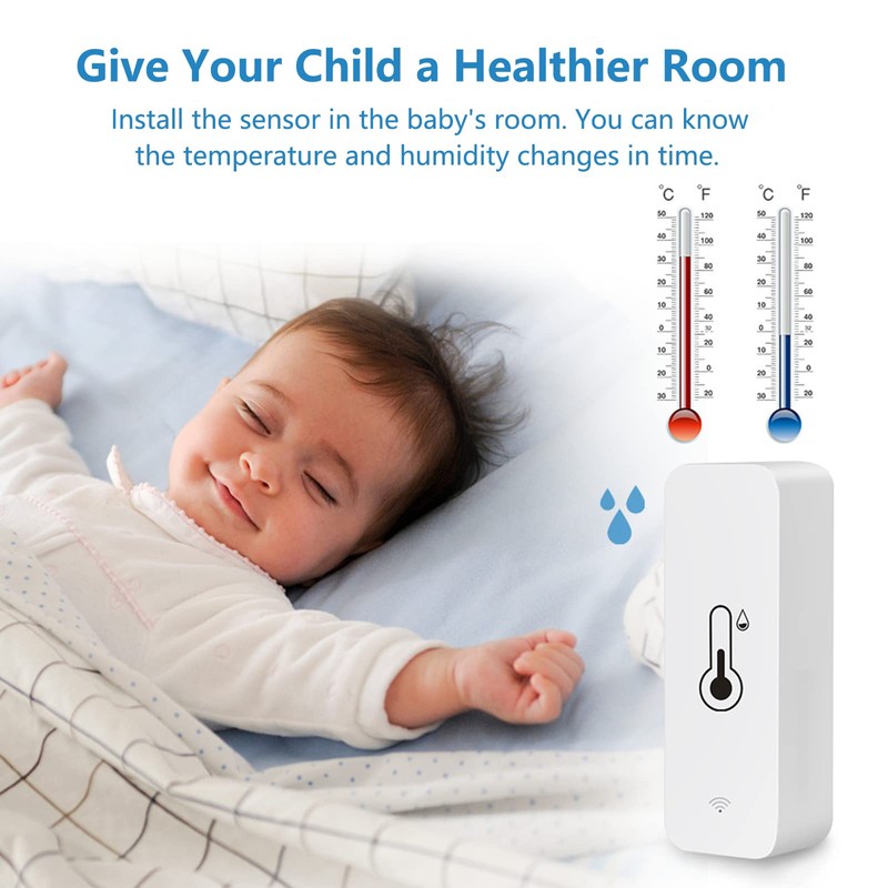 Wi-Fi Smart Thermometer Hygrometer, Digital Mini Indoor Temperature and Humidity