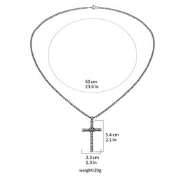 MagSølv Cross Pendant Necklace for Men, 23.6in Stainless Steel Vintage Silver Cross Pendant with Chain, Men's Jewelry