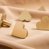 DAPANIY Heart Brass Knobs, Brushed Gold Cabinet Knobs Heart Shape