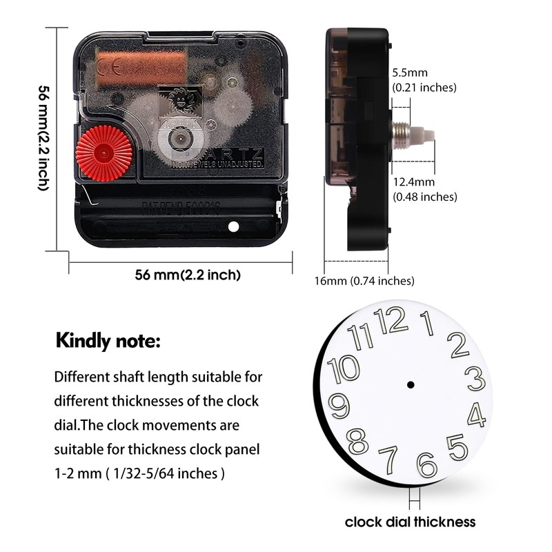 DEEWISH 12888 DIY Quartz Wall Clock Movement Set, Silent Mechanism