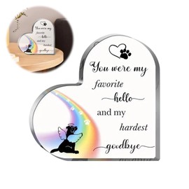 CutitiUU Dog Acrylic Heart Ornament,Rainbow Bridge Pet Loss Gifts,Rainbow Dog Angel Acrylic Heart Ornament,Memorial Gift,In Memory of Dog Passed Away,Heart-Shaped Acrylic Remembrance Decoration