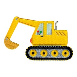 PatchMommy Excavator patch, iron-on appliqué, construction site vehicles, for clothing, jeans, jackets, children, baby