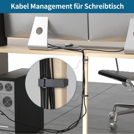 FINIBO 12.5 m Velcro Tape with 50 Buckles and 10 Hooks, Free Cut to Size, Velcro Cable Ties, Resealable Velcro Bands, 2 cm Wide Cable Velcro Ties for Cable, Wires, Hoses