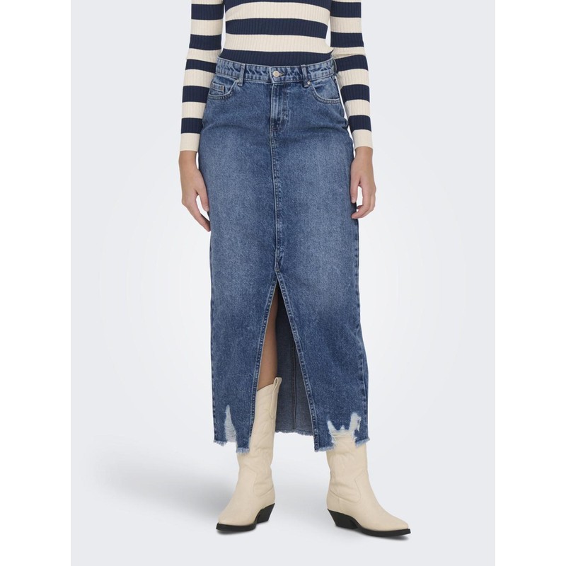 ONLY ONLEmma Life Women's Midi Jeans Skirt with Slit and
