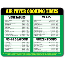 Kitchen AIR FRYER COOKING TIMES CHEAT SHEET  KITCHEN  GREAT GIFT IDEA SINGLE 11x8.5 INCH