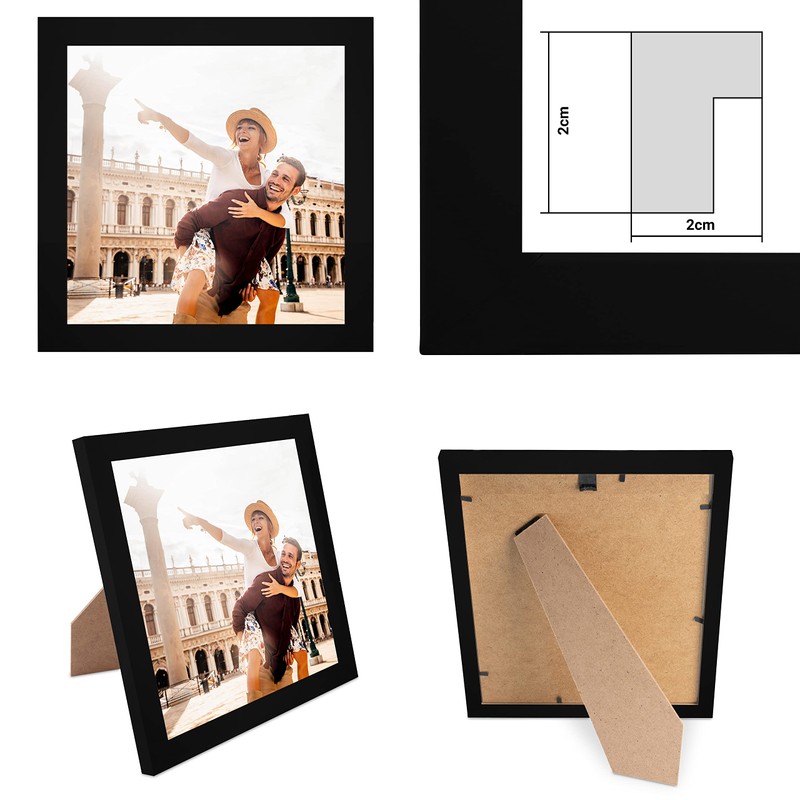 CABBEL Picture Frame 20 x 20 cm, Black, Sturdy MDF