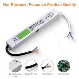 TUNICHX Waterproof IP67 LED Power Supply Low Voltage Transformer Adapter 12V 30W LED Driver Lighting Transformer Converter for LED Strip, LED Display and Outdoor Lighting