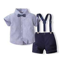 YUN HAO Conjunto de ropa de 3 piezas para bebés y niños pequeños, Azul, 4-5 Años