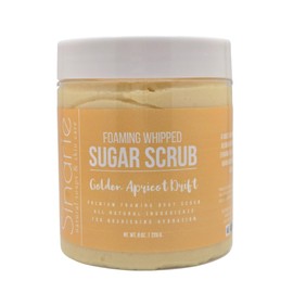 Sinarie Foaming Whipped Sugar Scrub – 8 oz | Gentle Exfoliant with Mango Butter & Coconut Oil for Smooth, Glowing Skin (8 oz., Golden Apricot Drift)