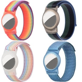 Dingfeiyu 4 Stück Nylon Bracelet für AirTag, Anti-Lost, Anti-Kratz-Schutz für die Positionierung des Airtag-Tracking-Armbands