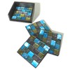 Blue and Gold Mosaic Set of 4 Square Coasters