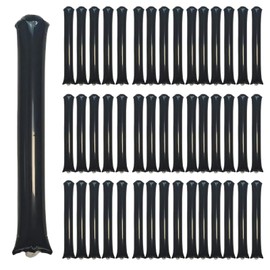 ROSEBB 48pcs Round Head Boom Sticks Thunder Sticks Cheering Sticks Team Spirit Plastic Cheerleading Spirit Stick Clapper Inflatable Noise Maker Sports Supply (Black)
