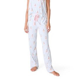 P.J. Salvage Women's Sundae Best Collection Loungewear Open Leg Pant, Blue Mist, Medium