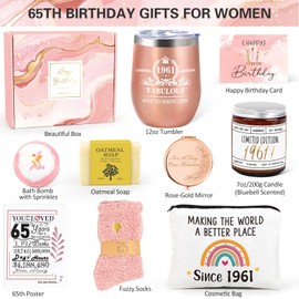 65th Birthday Gifts for Women, Gift Ideas for 65 Year Old Woman, 1961 Birthday Gift, Best Cool 9 in 1 Gifts for 65 Year Old Women, Mom, Aunt, Grandma, Vintage 1961 GiftBaskets