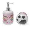 Ambesonne Owls Soap Dispenser & Toothbrush Holder Set, 2 Owl
