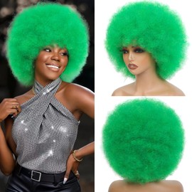 Green Afro Wigs 70s for Black Women 70s Disco Costume Wig