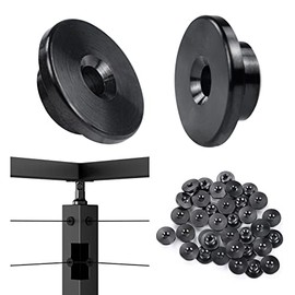 Muzata 50Pack Black Cable Railing Kit 1/8" Wheel Protective Protector Sleeves for PT1 Metal Posts Wire Rope Level Deck Washer Insert Plug T316 Stainless Steel CR72, CP3