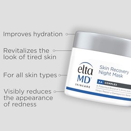 Máscara Facial Nocturna EltaMD Skin Recovery, Crema Hidratante Nocturna para Cara y Cuello, Segura para Piel Sensible, Frasco de 1.7 oz