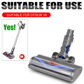 Italdos Motorised Electric Turbo Brush Compatible with Dyson V6 DC62 DC61 DC58 DC59 Brush Roller with Mixed Bristles and Automatic LED Light