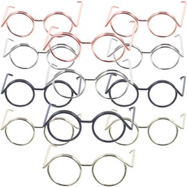 Toyvian 20 Pieces Small Doll Glasses Metal Wire Edge Clear Lens Glasses Fabric Doll Fancy Dress Glasses for Dolls Pets Costume Cosplay