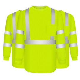 TCCFCCT Hi Vis Long Sleeve High Visibility Shirts for Men & Women, Work Shirts for Construction & Surveyors, Meets ANSI, LC-Yellow, 3pcs XL