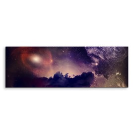 Paul Sinus Art Panorama Photo Screen 120 x 40 cm Galaxy with Cosmic Dust on Canvas Exclusive Wall Picture Modern Photography for Your Wall in Many Sizes
