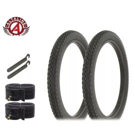 ALTALINE BICYCLE HEAVYDUTY DIAMOND TREAD S2 TIRES 20x 2.125 W/TUBES & TIRE LEVER - Black
