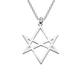 CENWA Unicursal Hexagram Symbol Necklace Stainless Steel Jewelry Unicursal Hexagram Necklace (Hexagram Symbol N)