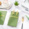 50Pcs Disposable Linen-Feel Dinner Napkins with Built-in Flatware Pockets Sage