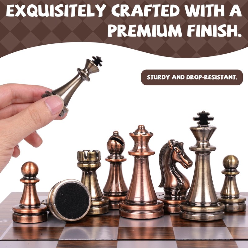 Magnetic Travel Chess Set, Folding Wooden Chess Board with Acrylic
