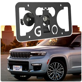 No Drill License Plate Holder Compatible with Jeep Grand Cherokee L 2021-2025 Front Grille License Plate Mount Bumper Bracket Holder Car Tag Frame Adapter Accessories