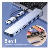 De Usb Hub 8 En 1 Azul Claro, 4 Puertos