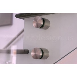 Stainless Steel Glass Clamp Standoffs Round Large Heavy Duty 2 inches for 1/2”, 9/16”, 5/8” & 3/4” Glass Thickness - Inline Design (Pack of 2) (Satin Stainless Steel)